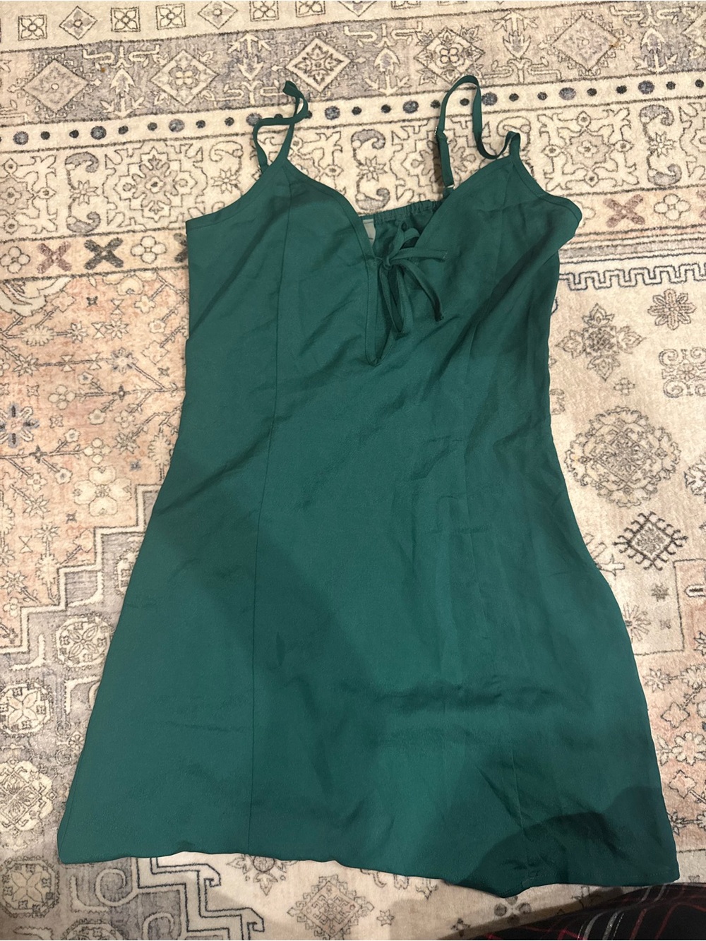 Lulus Emerald Green Slip Dress with Front Tie